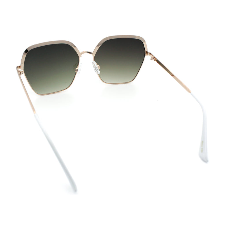 Womens Bling Rhinestone Brow Trim Rectangle Butterfly Metal Rim Sunglasses