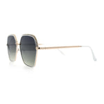 Womens Bling Rhinestone Brow Trim Rectangle Butterfly Metal Rim Sunglasses