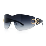 Womens Luxury Rimless Shield Bold Oversize Wrap Diva Sunglasses