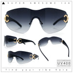 Womens Luxury Rimless Shield Bold Oversize Wrap Diva Sunglasses