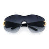 Womens Luxury Rimless Shield Bold Oversize Wrap Diva Sunglasses