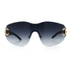 Womens Luxury Rimless Shield Bold Oversize Wrap Diva Sunglasses