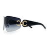 Womens Luxury Rimless Shield Bold Oversize Wrap Diva Sunglasses