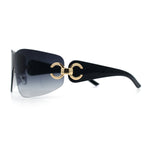 Womens Luxury Rimless Shield Bold Oversize Wrap Diva Sunglasses