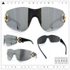 Womens Luxury Rimless Shield Bold Oversize Wrap Diva Sunglasses