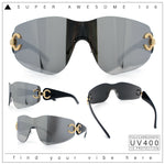 Womens Luxury Rimless Shield Bold Oversize Wrap Diva Sunglasses