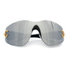 Womens Luxury Rimless Shield Bold Oversize Wrap Diva Sunglasses