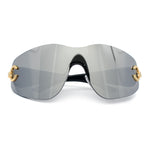 Womens Luxury Rimless Shield Bold Oversize Wrap Diva Sunglasses