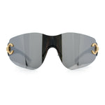 Womens Luxury Rimless Shield Bold Oversize Wrap Diva Sunglasses