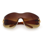 Womens Luxury Rimless Shield Bold Oversize Wrap Diva Sunglasses