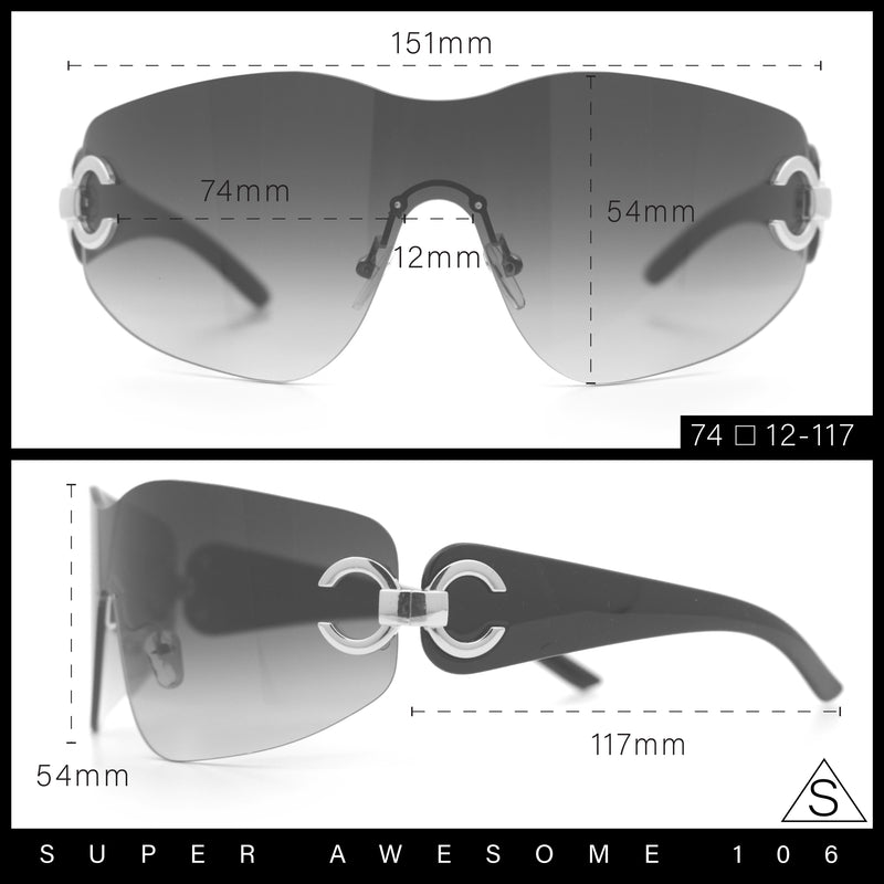 Womens Luxury Rimless Shield Bold Oversize Wrap Diva Sunglasses