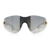 Womens Luxury Rimless Shield Bold Oversize Wrap Diva Sunglasses