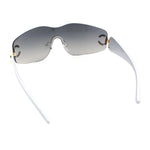 Womens Luxury Rimless Shield Bold Oversize Wrap Diva Sunglasses