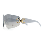Womens Luxury Rimless Shield Bold Oversize Wrap Diva Sunglasses