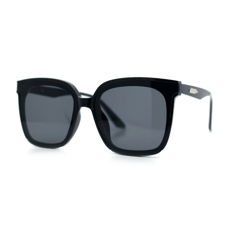 Womens Trendy Retro Inset Lens Oversize Horn Rim Plastic Fashion Sunglasses