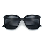 Womens Trendy Retro Inset Lens Oversize Horn Rim Plastic Fashion Sunglasses