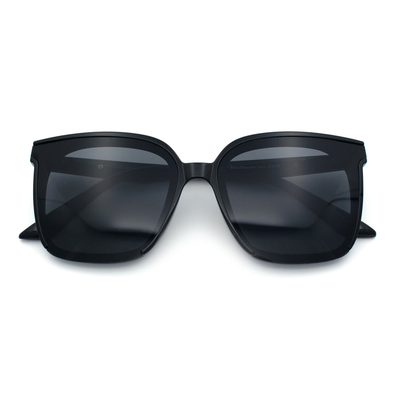 Womens Trendy Retro Inset Lens Oversize Horn Rim Plastic Fashion Sunglasses