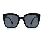 Womens Trendy Retro Inset Lens Oversize Horn Rim Plastic Fashion Sunglasses