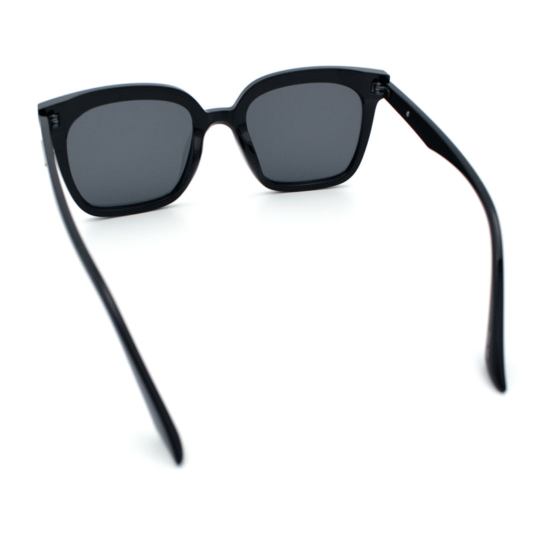 Womens Trendy Retro Inset Lens Oversize Horn Rim Plastic Fashion Sunglasses
