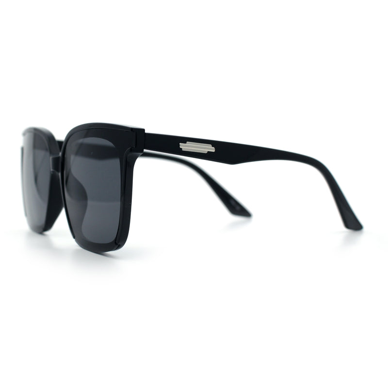 Womens Trendy Retro Inset Lens Oversize Horn Rim Plastic Fashion Sunglasses