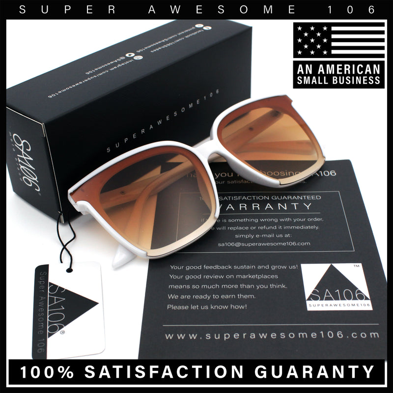 Womens Trendy Retro Inset Lens Oversize Horn Rim Plastic Fashion Sunglasses