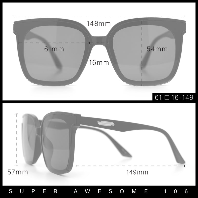 Womens Trendy Retro Inset Lens Oversize Horn Rim Plastic Fashion Sunglasses
