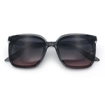 Womens Trendy Retro Inset Lens Oversize Horn Rim Plastic Fashion Sunglasses