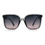 Womens Trendy Retro Inset Lens Oversize Horn Rim Plastic Fashion Sunglasses