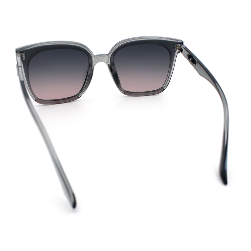 Womens Trendy Retro Inset Lens Oversize Horn Rim Plastic Fashion Sunglasses
