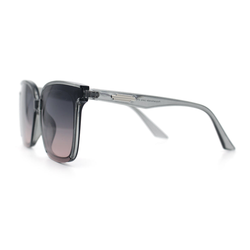 Womens Trendy Retro Inset Lens Oversize Horn Rim Plastic Fashion Sunglasses