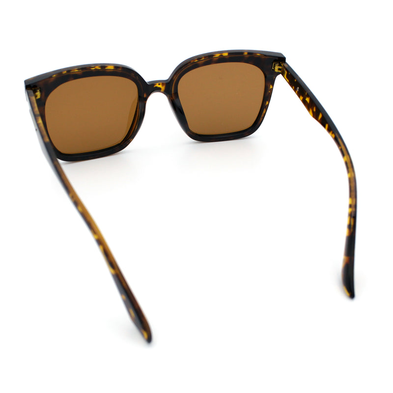 Womens Trendy Retro Inset Lens Oversize Horn Rim Plastic Fashion Sunglasses