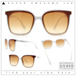 Womens Trendy Retro Inset Lens Oversize Horn Rim Plastic Fashion Sunglasses