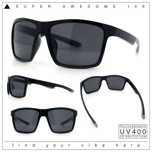 Polarized Color Mirror Mens Rectangle Sport Horn Rim Plastic Sunglasses