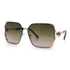 Womens Rimless Metal Rim Rectangle Butterfly Luxe Fashion Sunglasses