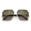 Womens Rimless Metal Rim Rectangle Butterfly Luxe Fashion Sunglasses