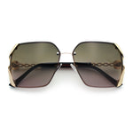 Womens Rimless Metal Rim Rectangle Butterfly Luxe Fashion Sunglasses