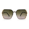 Womens Rimless Metal Rim Rectangle Butterfly Luxe Fashion Sunglasses