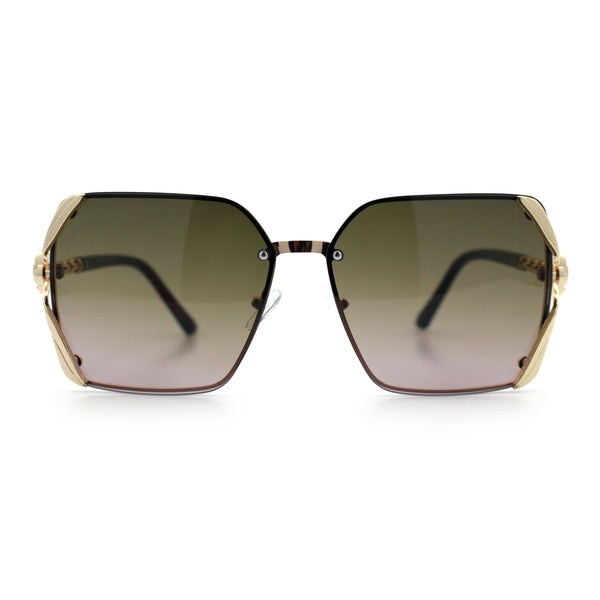 Womens Rimless Metal Rim Rectangle Butterfly Luxe Fashion Sunglasses ...
