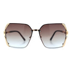 Womens Rimless Metal Rim Rectangle Butterfly Luxe Fashion Sunglasses