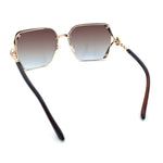 Womens Rimless Metal Rim Rectangle Butterfly Luxe Fashion Sunglasses