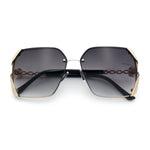 Womens Rimless Metal Rim Rectangle Butterfly Luxe Fashion Sunglasses