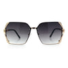 Womens Rimless Metal Rim Rectangle Butterfly Luxe Fashion Sunglasses