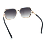 Womens Rimless Metal Rim Rectangle Butterfly Luxe Fashion Sunglasses