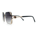 Womens Rimless Metal Rim Rectangle Butterfly Luxe Fashion Sunglasses