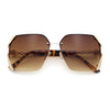 Womens Rimless Metal Rim Rectangle Butterfly Luxe Fashion Sunglasses