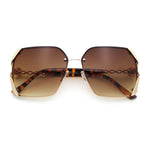 Womens Rimless Metal Rim Rectangle Butterfly Luxe Fashion Sunglasses