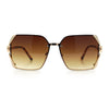 Womens Rimless Metal Rim Rectangle Butterfly Luxe Fashion Sunglasses