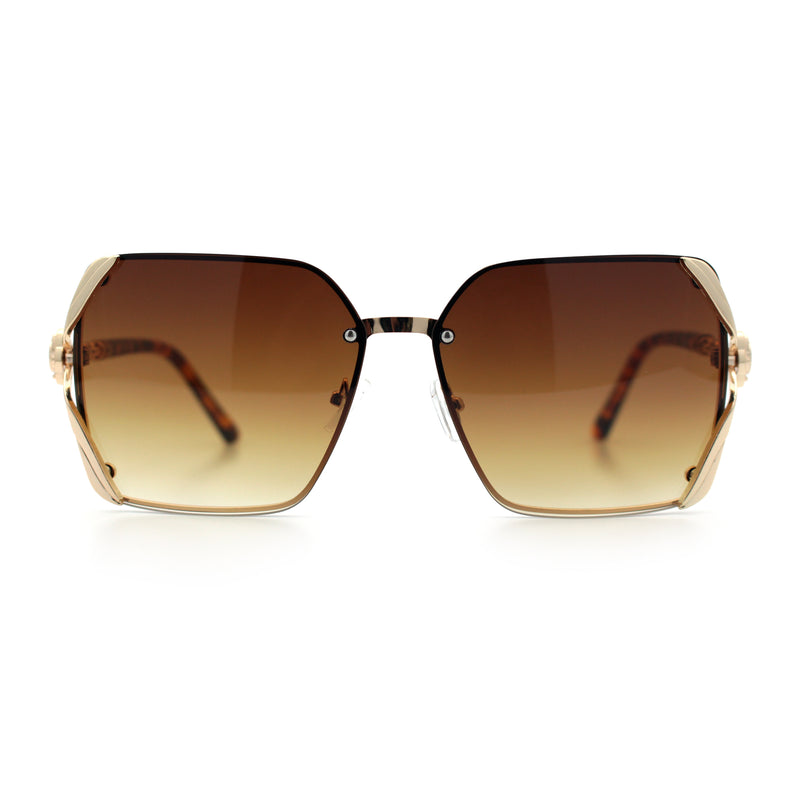 Womens Rimless Metal Rim Rectangle Butterfly Luxe Fashion Sunglasses