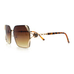 Womens Rimless Metal Rim Rectangle Butterfly Luxe Fashion Sunglasses