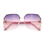 Womens Rimless Metal Rim Rectangle Butterfly Luxe Fashion Sunglasses